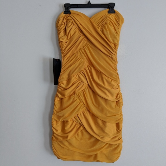 bebe ruched bodycon strapless dress - Picture 2 of 4